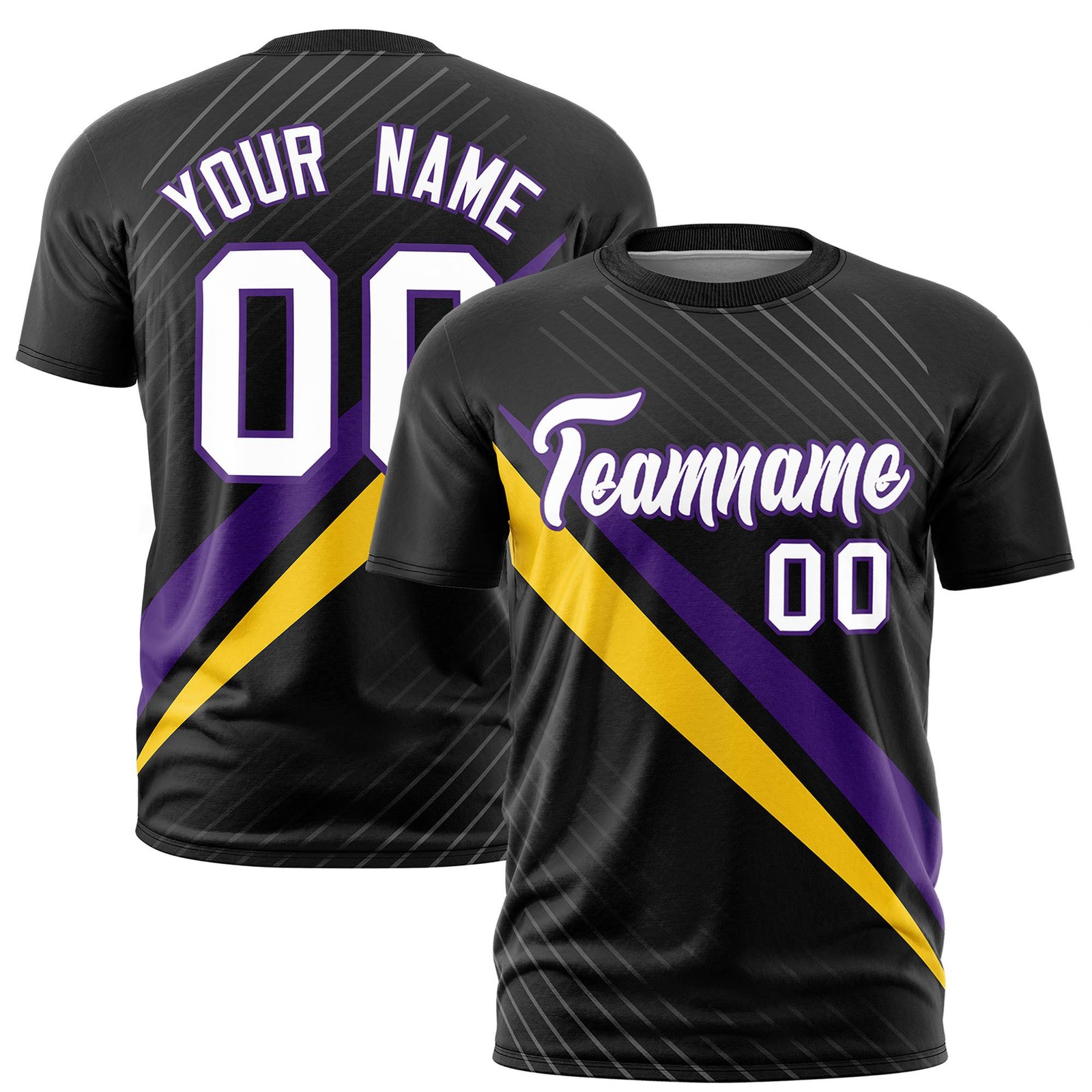 Custom Black Purple-Gold 01 Personalized Slash Pattern Performance T-Shirt