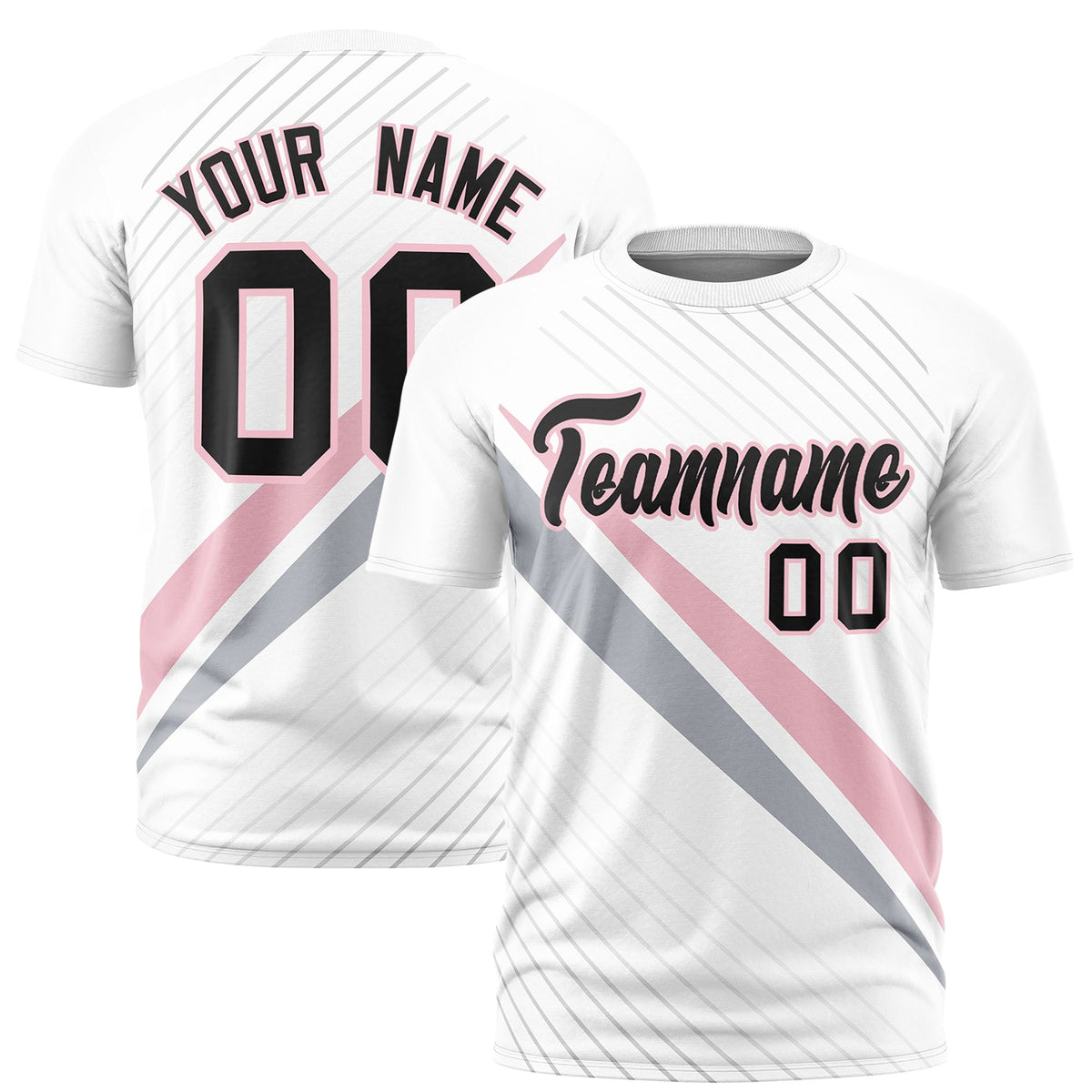 Custom White Light Pink-Gray Personalized Slash Pattern Performance T-Shirt