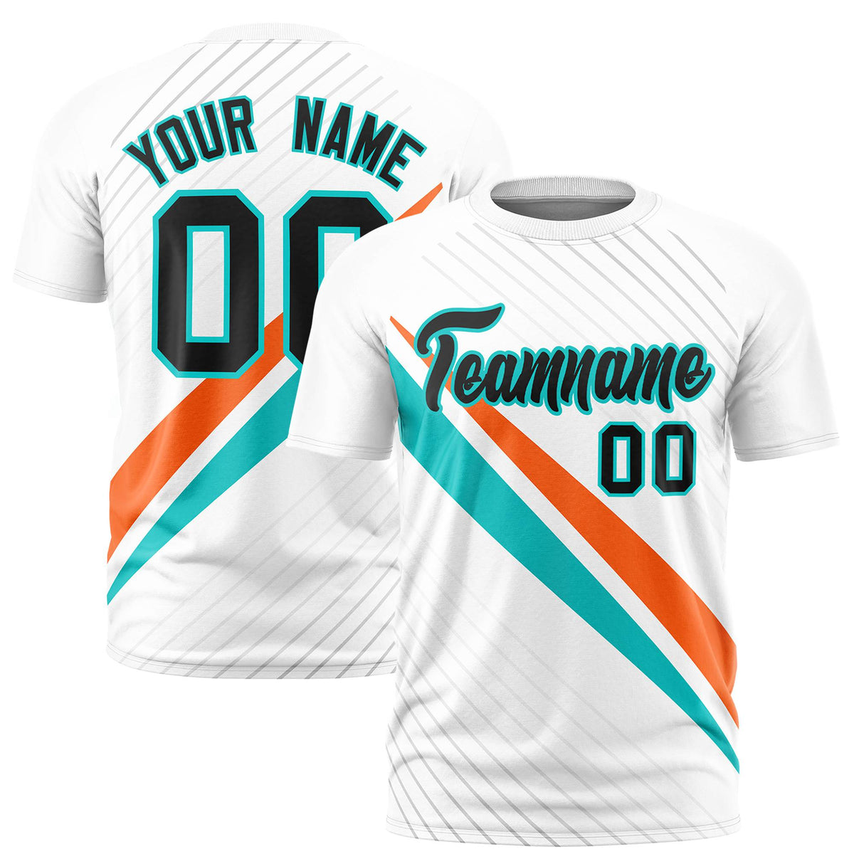 Custom White Orange-Bright Green Personalized Slash Pattern Performance T-Shirt