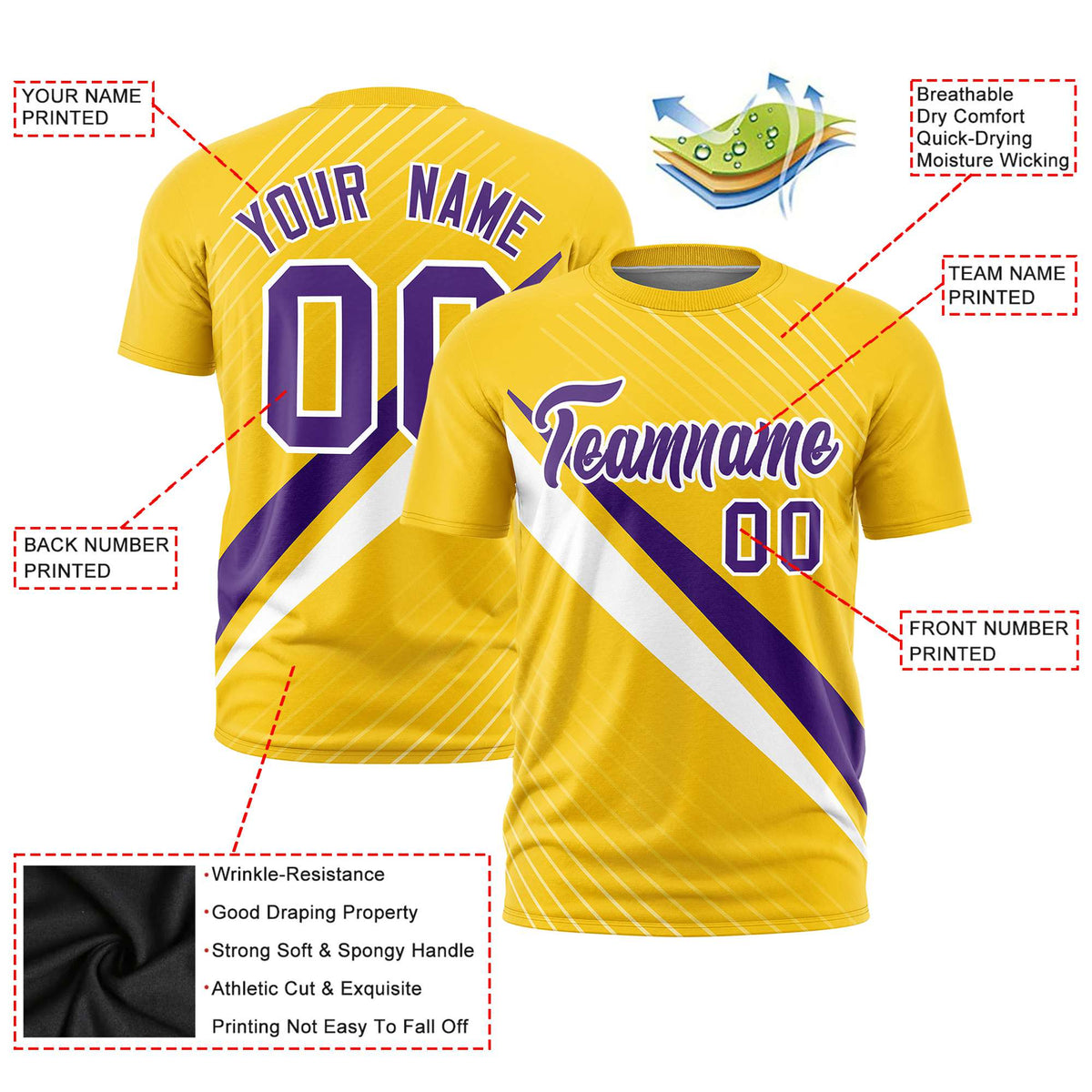 Custom Gold 01-Purple White Personalized Slash Pattern Performance T-Shirt
