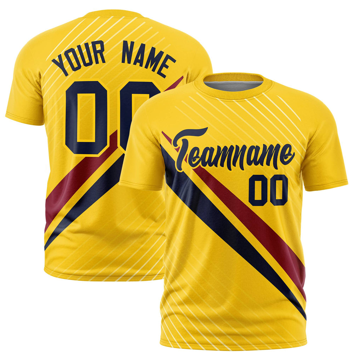 Custom Gold 01-Crimson Navy Personalized Slash Pattern Performance T-Shirt