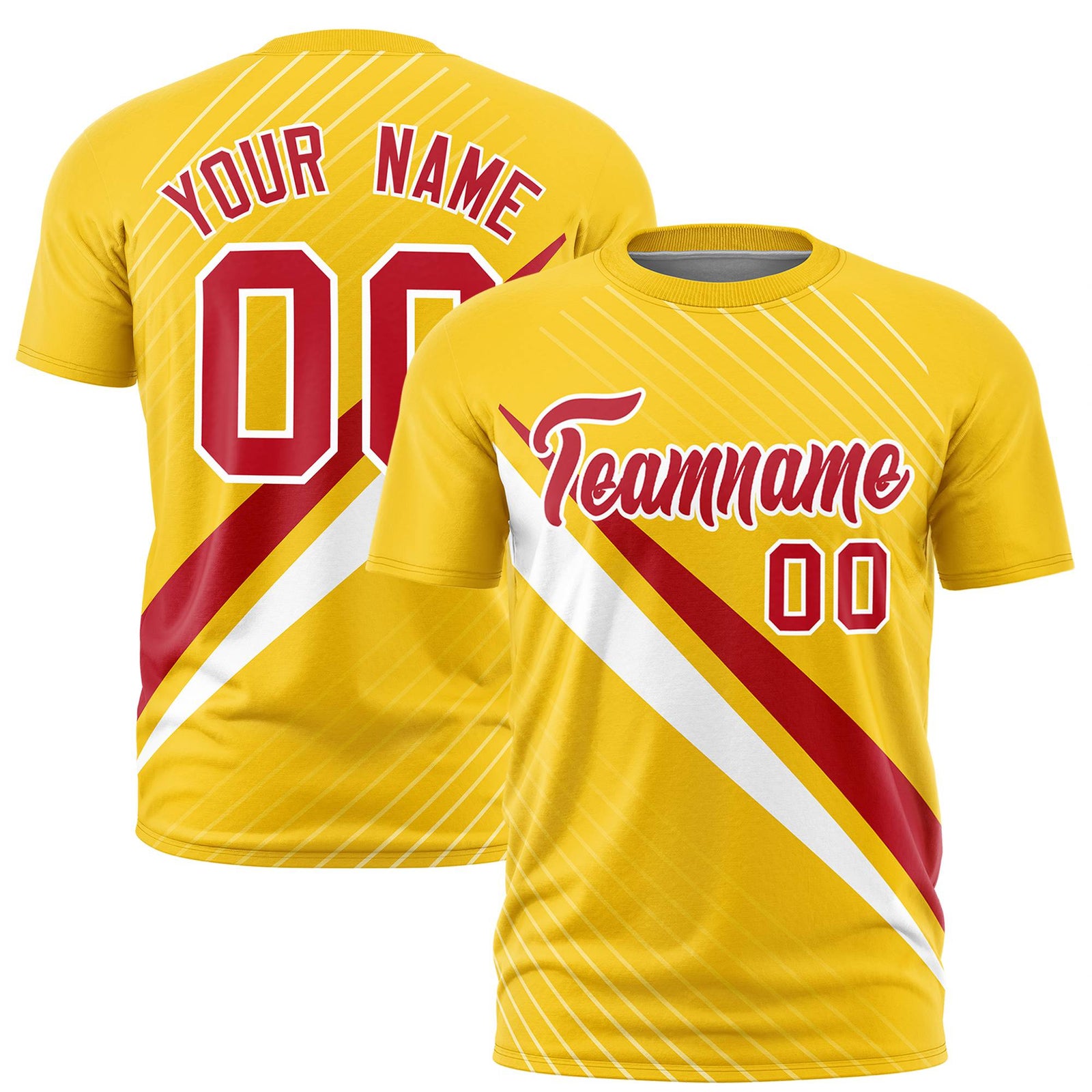 Custom Gold 01-Red White Personalized Slash Pattern Performance T-Shirt