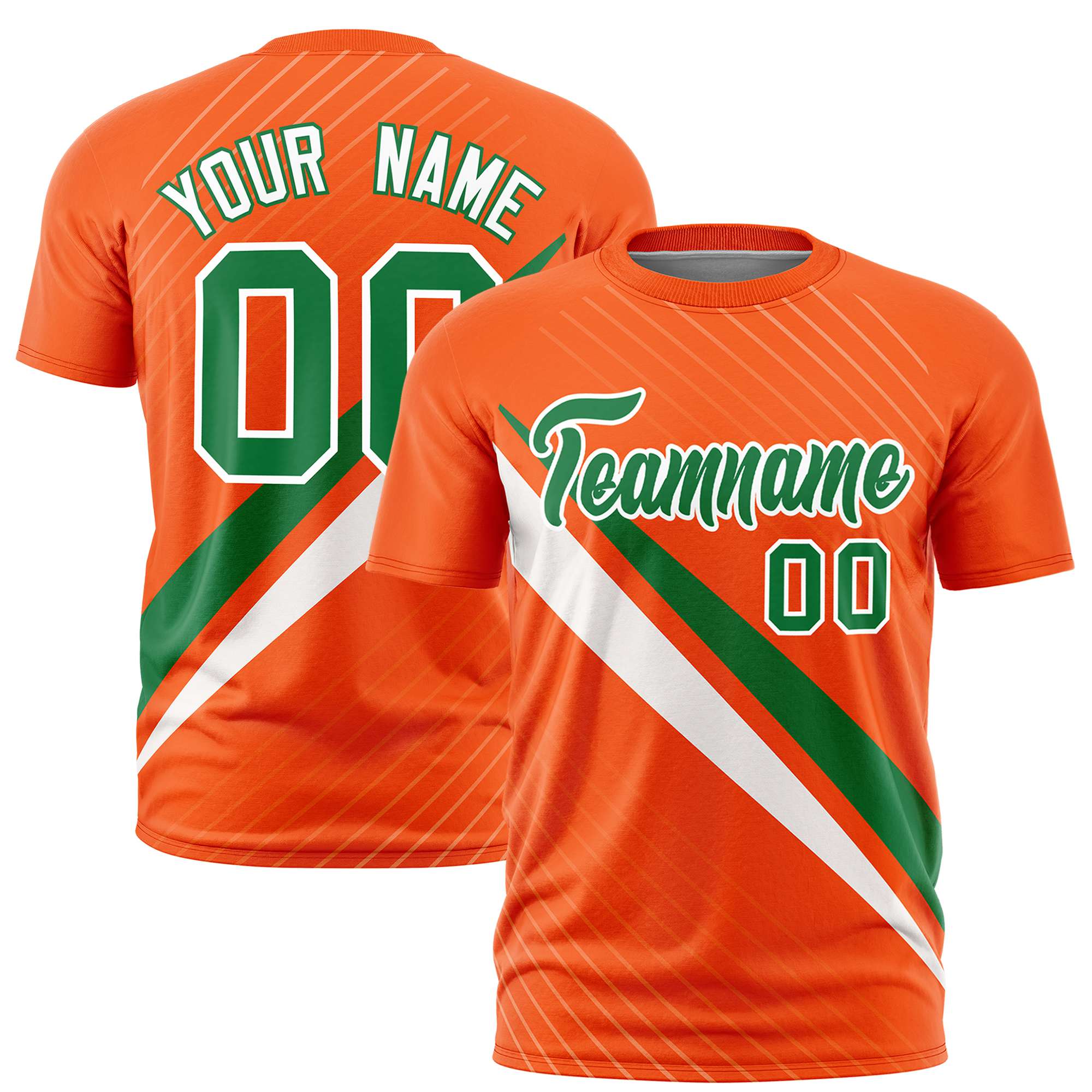 Custom Orange Kelly Green-White Personalized Slash Pattern Performance T-Shirt