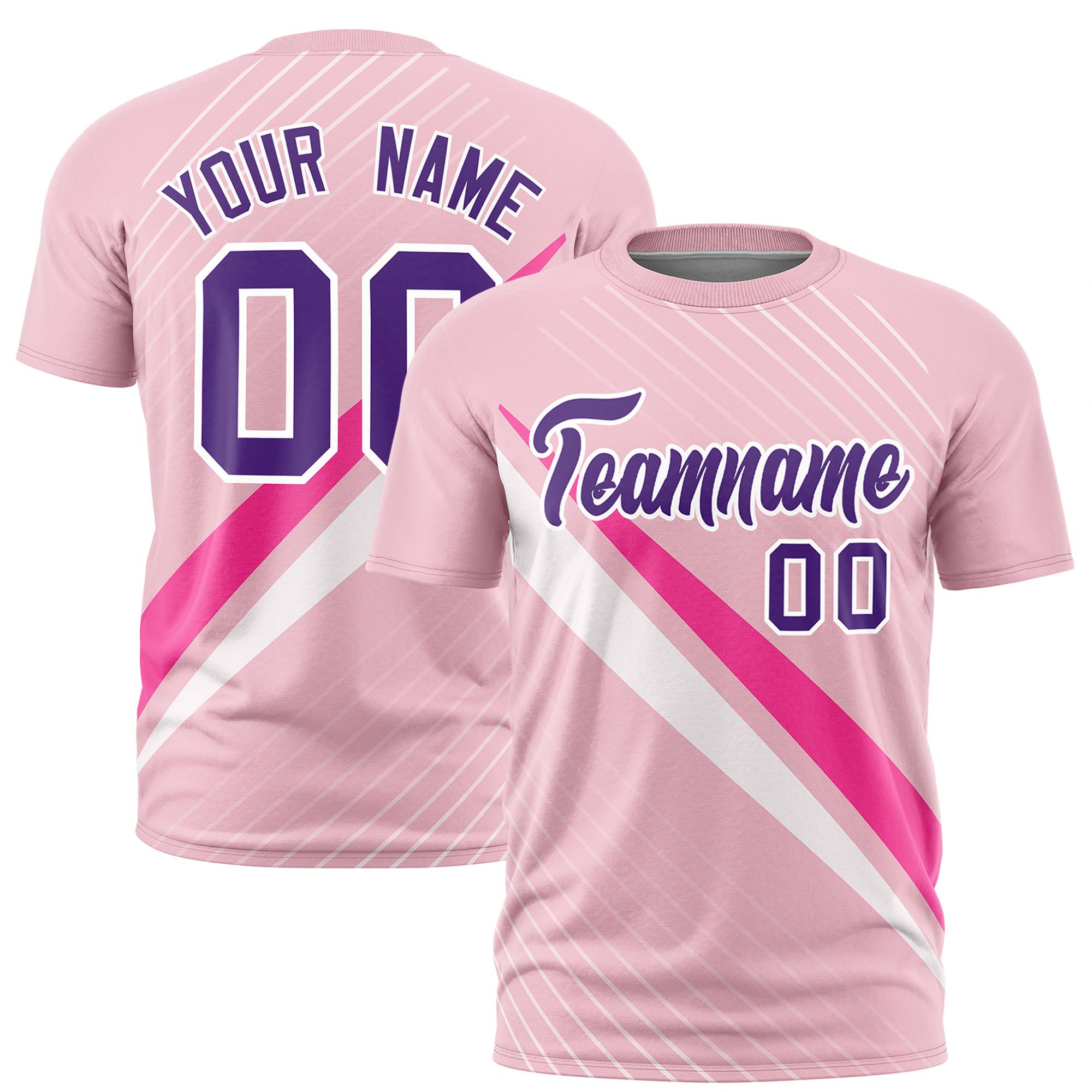 Custom Light Pink-Pink White Personalized Slash Pattern Performance T-Shirt