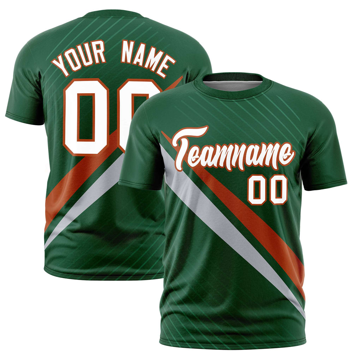 Custom Green Texas Orange-Gray Personalized Slash Pattern Performance T-Shirt