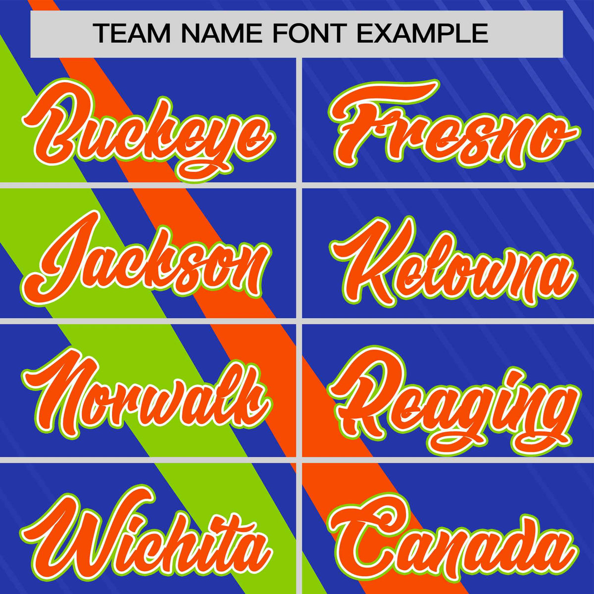 Custom Royal Blue-Orange Neon Green Personalized Slash Pattern Performance T-Shirt