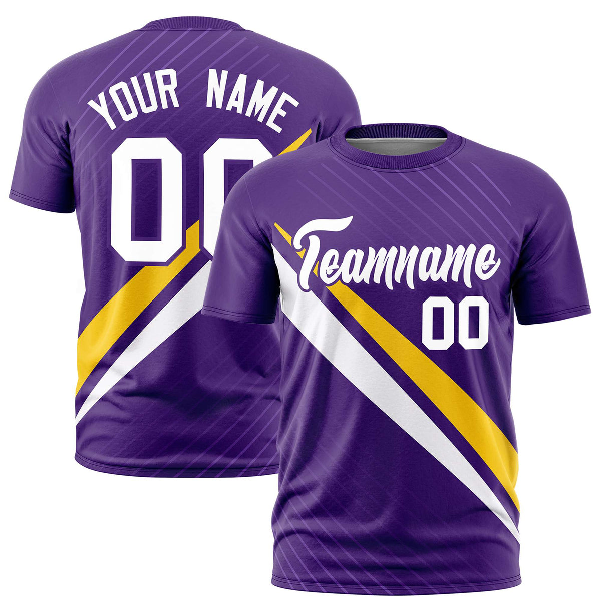 Custom Purple Gold 01-White Personalized Slash Pattern Performance T-Shirt