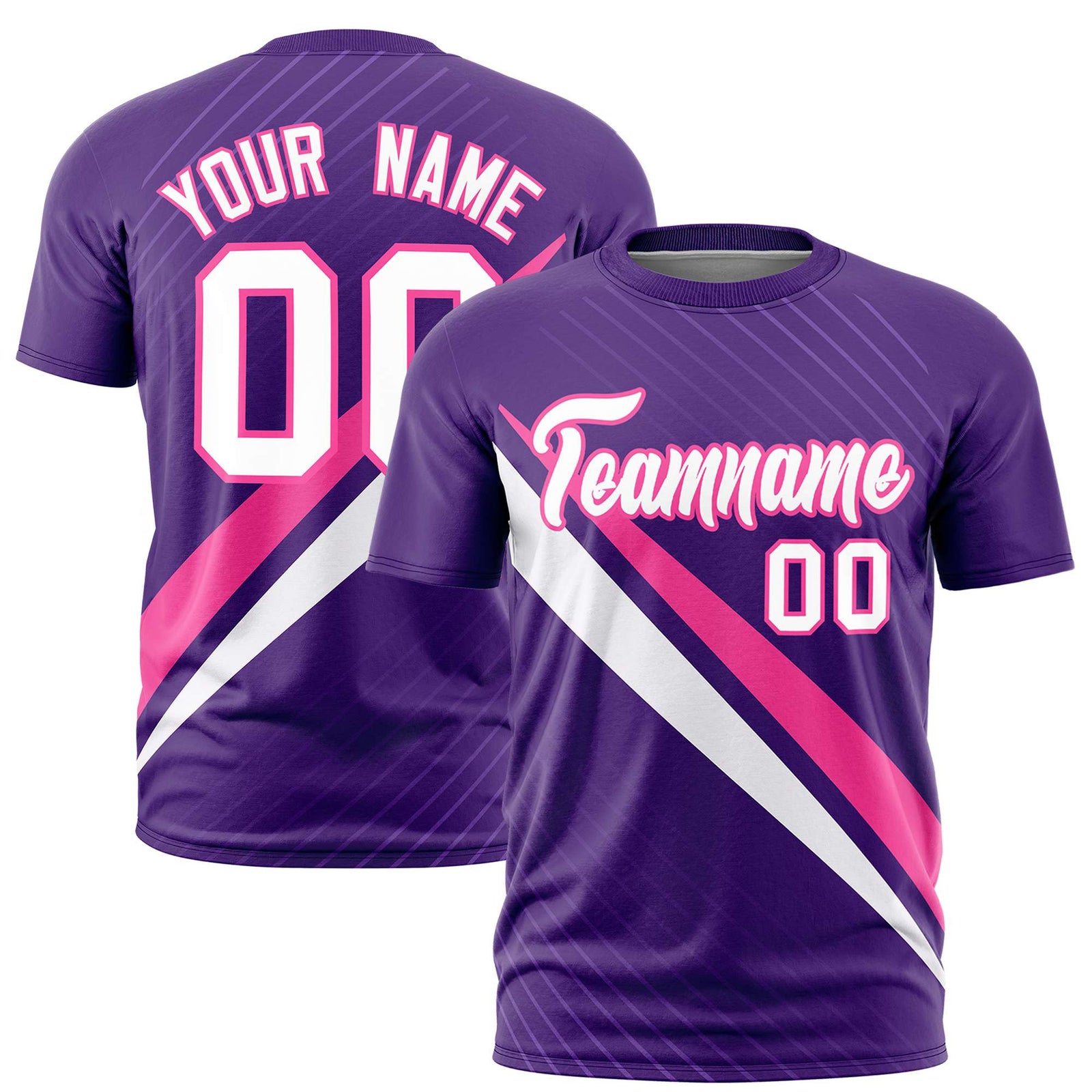 Custom Purple Pink-White Personalized Slash Pattern Performance T-Shirt