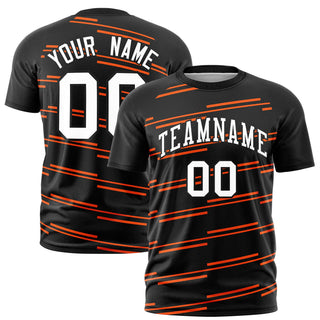 Custom Black Orange Personalized Slanting Line Graffiti Pattern Performance T-Shirt - Style 1