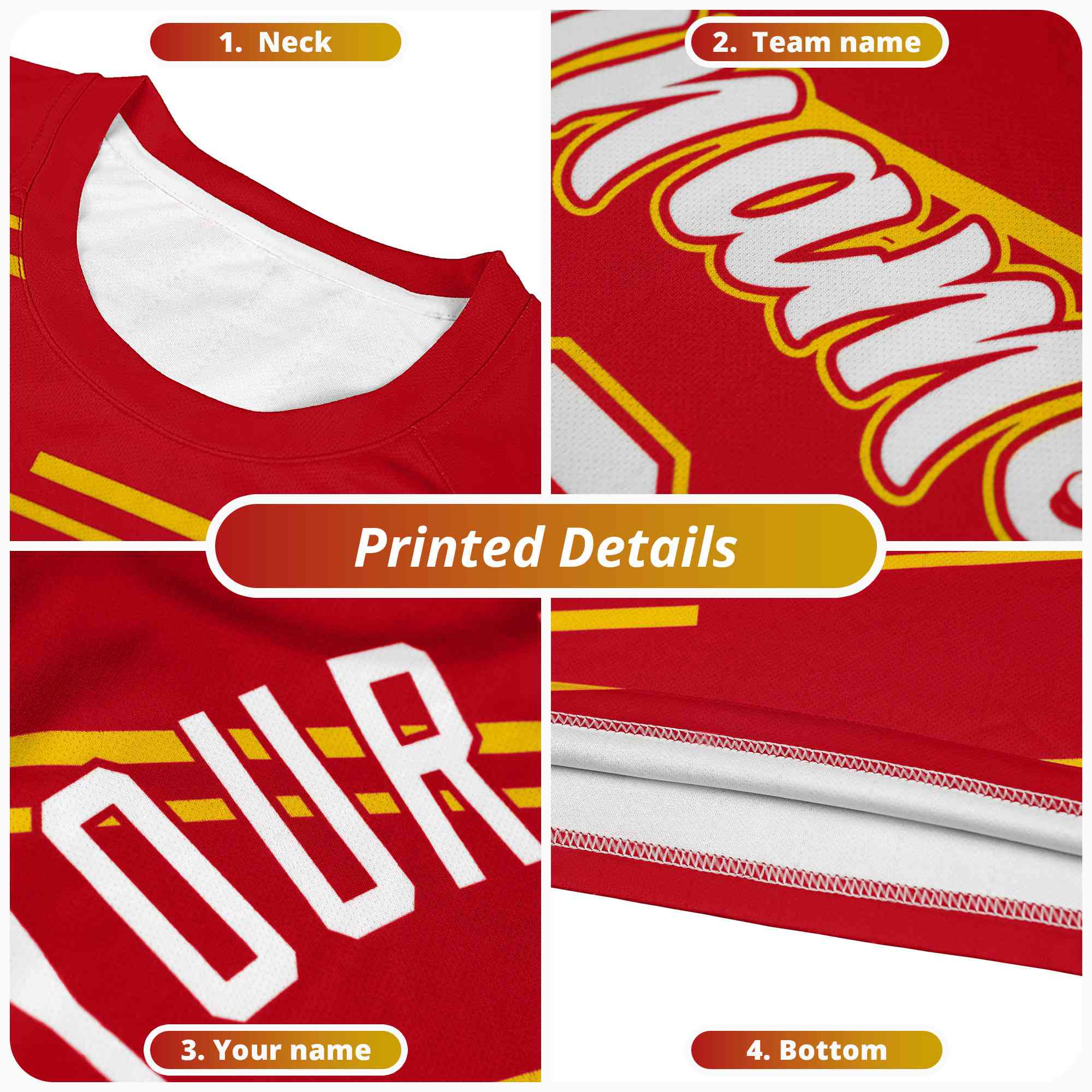 Custom Red Gold Personalized Slanting Line Graffiti Pattern Performance T-Shirt