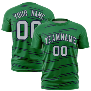 Custom Kelly Green Navy Personalized Slanting Line Graffiti Pattern Performance T-Shirt - Style 1