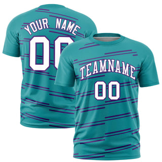 Camiseta deportiva personalizada con estampado de grafiti de líneas inclinadas en morado agua - Estilo 1