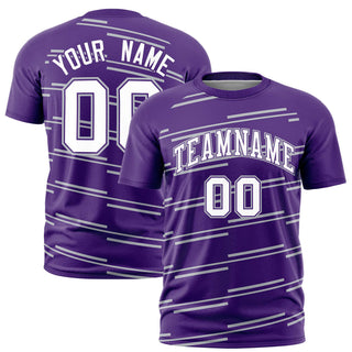 Custom Purple Gray Personalized Slanting Line Graffiti Pattern Performance T-Shirt - Style 1