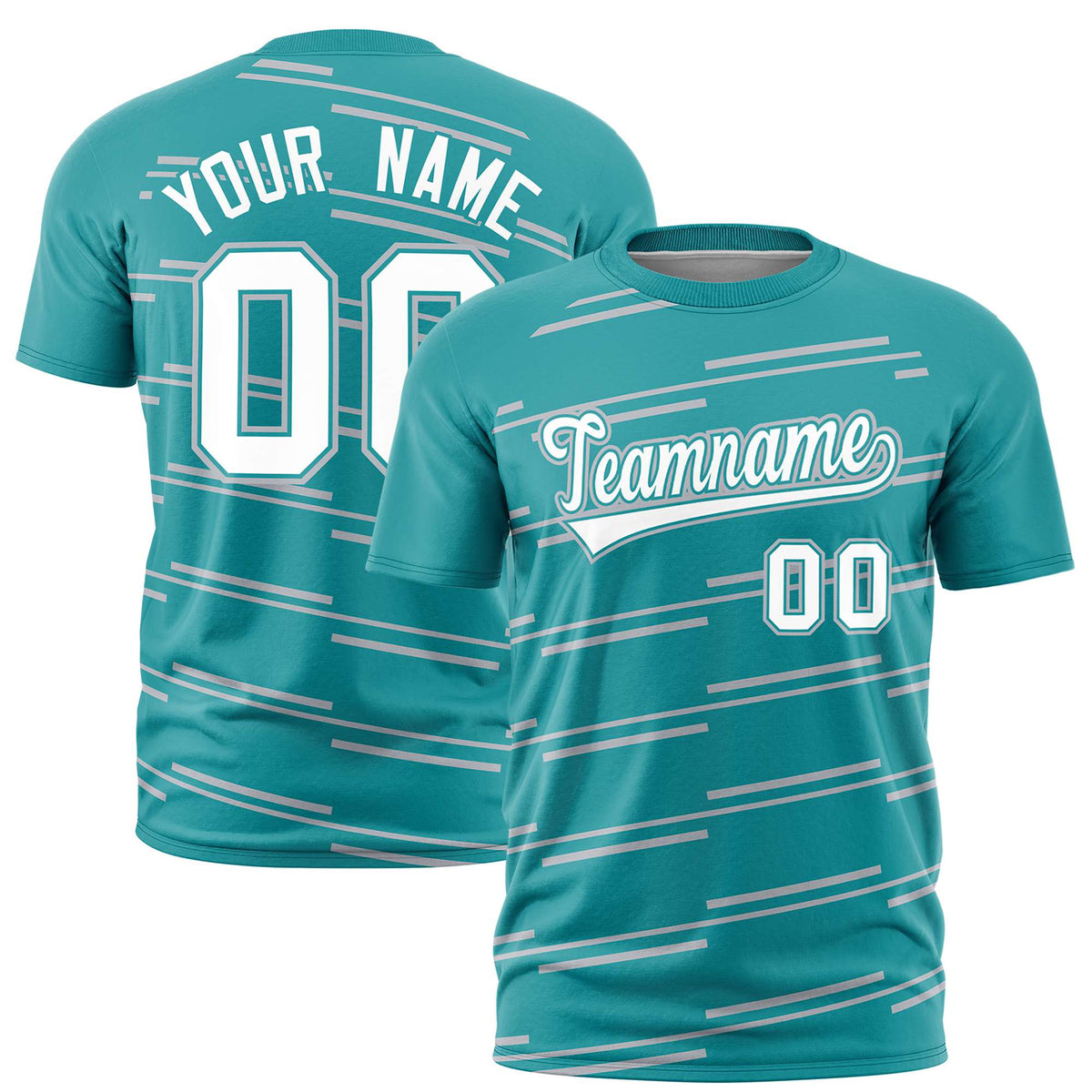 Custom Aqua Gray Personalized Slanting Line Graffiti Pattern Performance T-Shirt