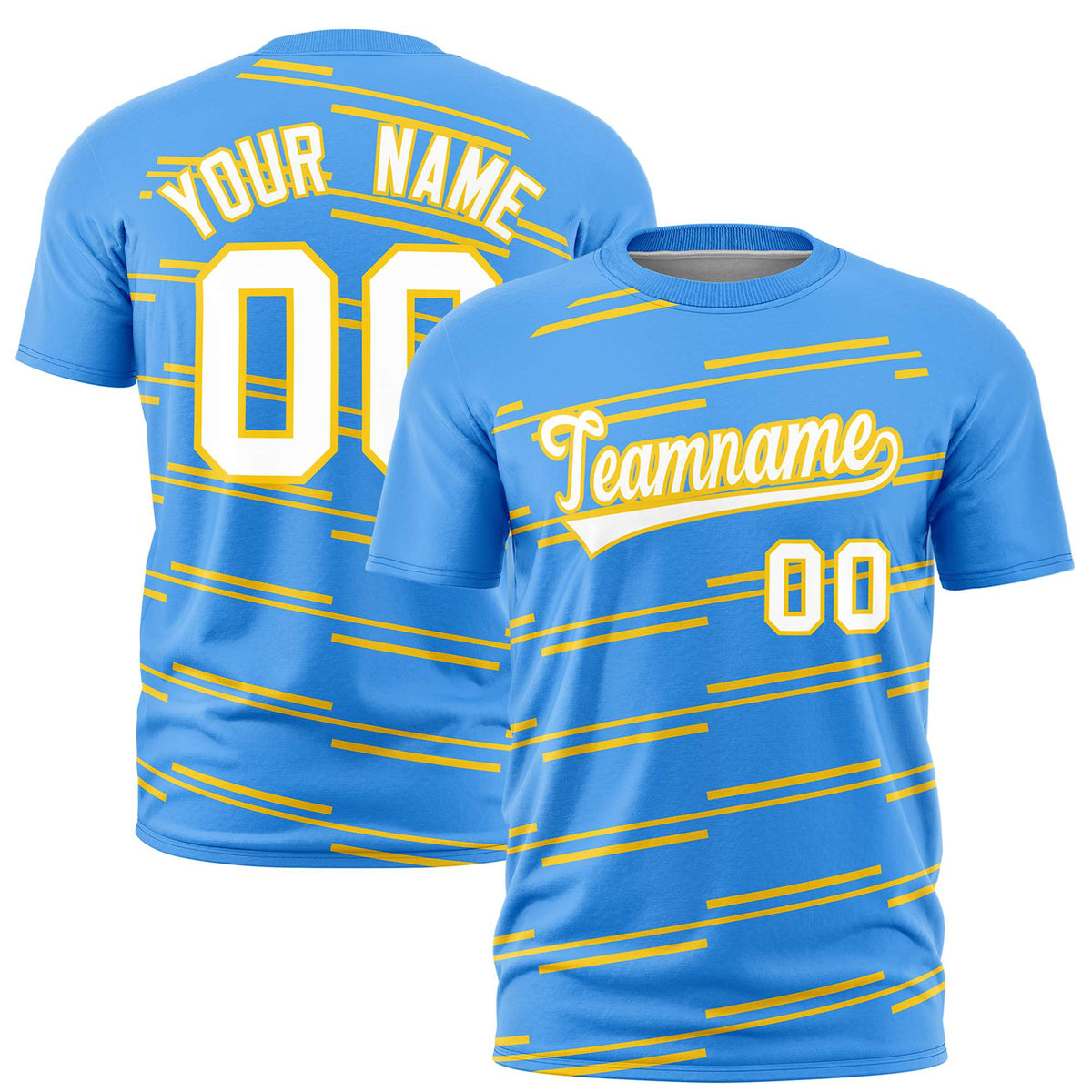Custom Powder Blue Gold-01 Personalized Slanting Line Graffiti Pattern Performance T-Shirt