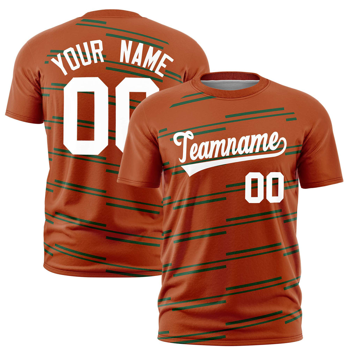 Custom Orange Green Personalized Slanting Line Graffiti Pattern Performance T-Shirt