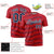 Custom Red Navy Personalized Slanting Line Graffiti Pattern Performance T-Shirt