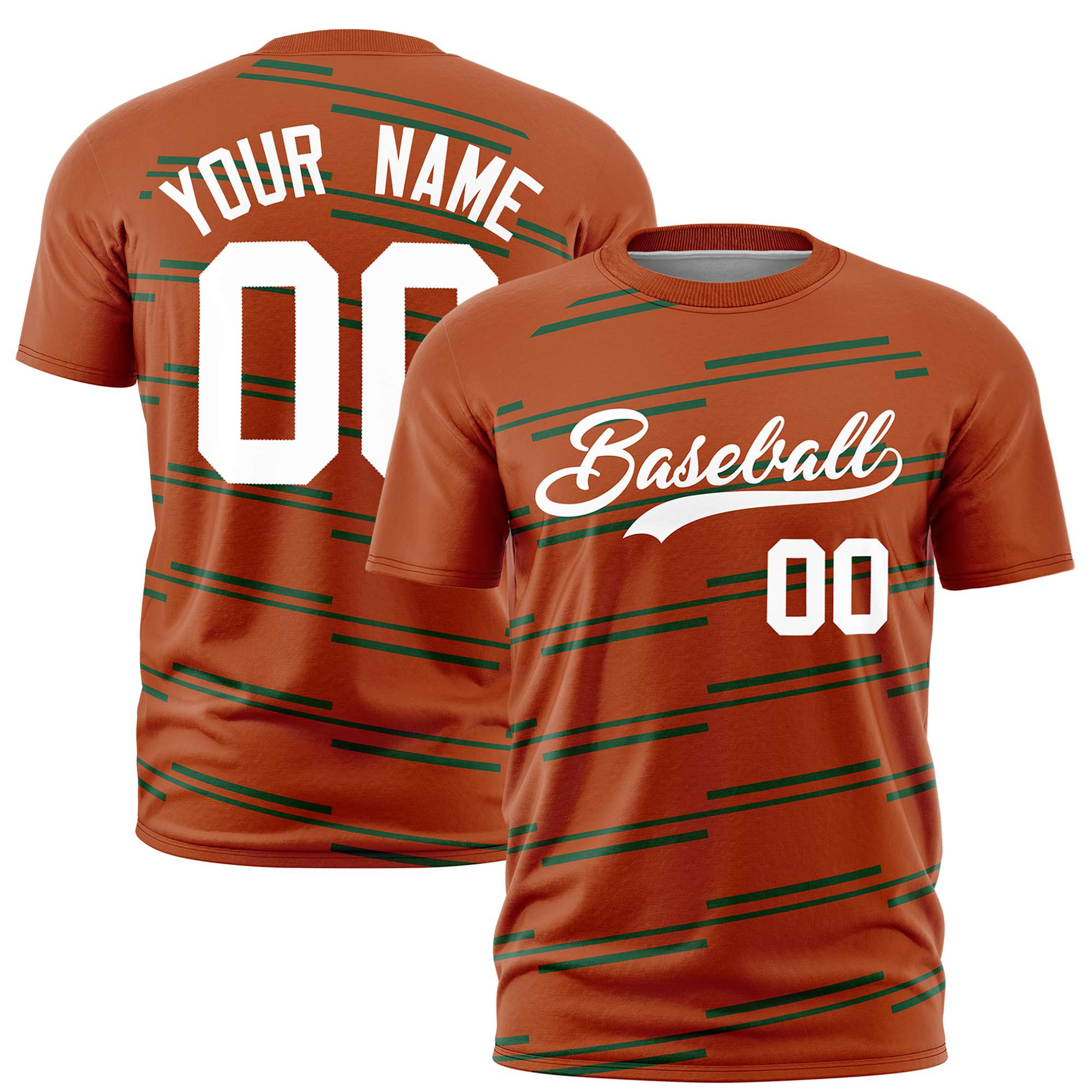 Custom Orange Green Personalized Slanting Line Graffiti Pattern Performance T-Shirt