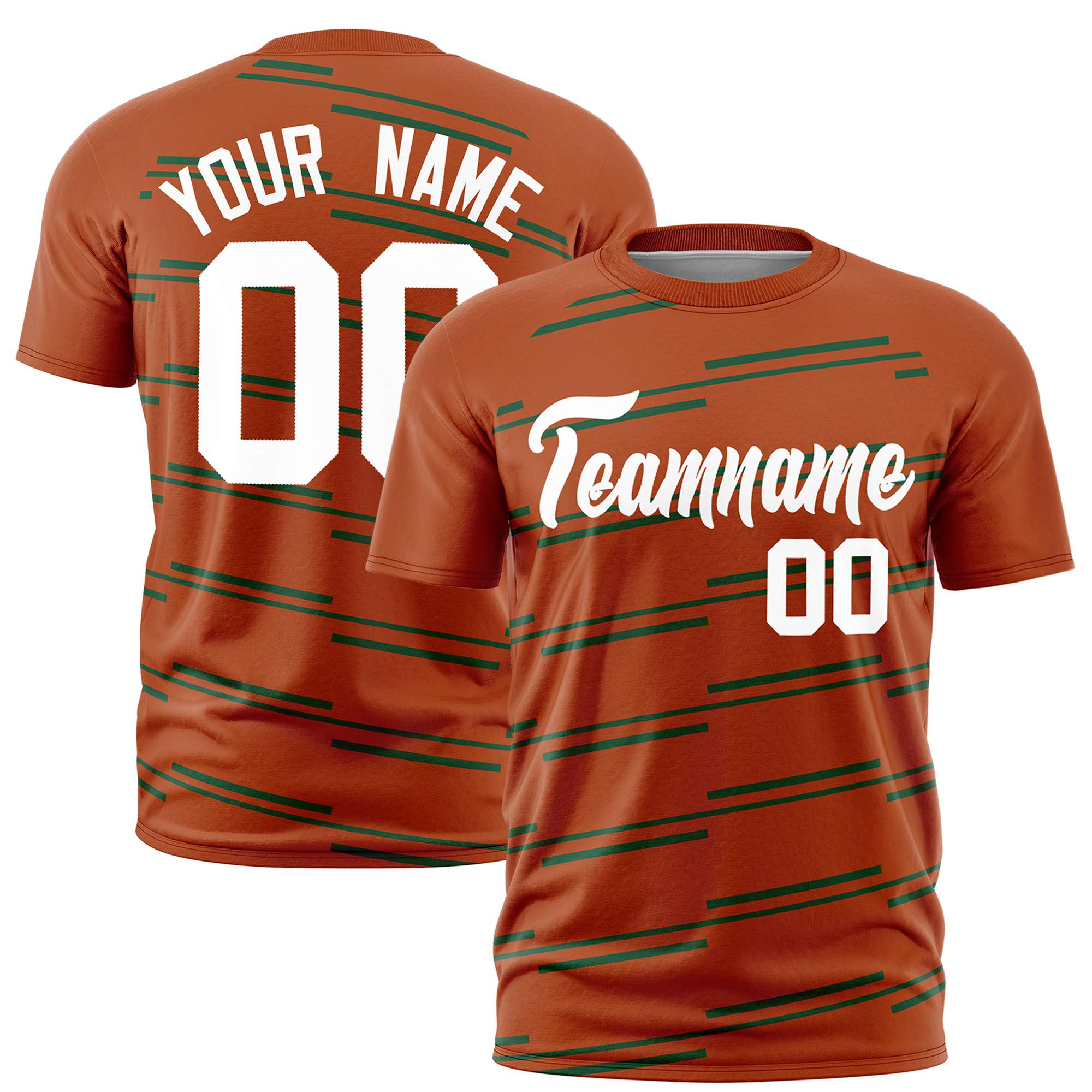 Custom Orange Green Personalized Slanting Line Graffiti Pattern Performance T-Shirt