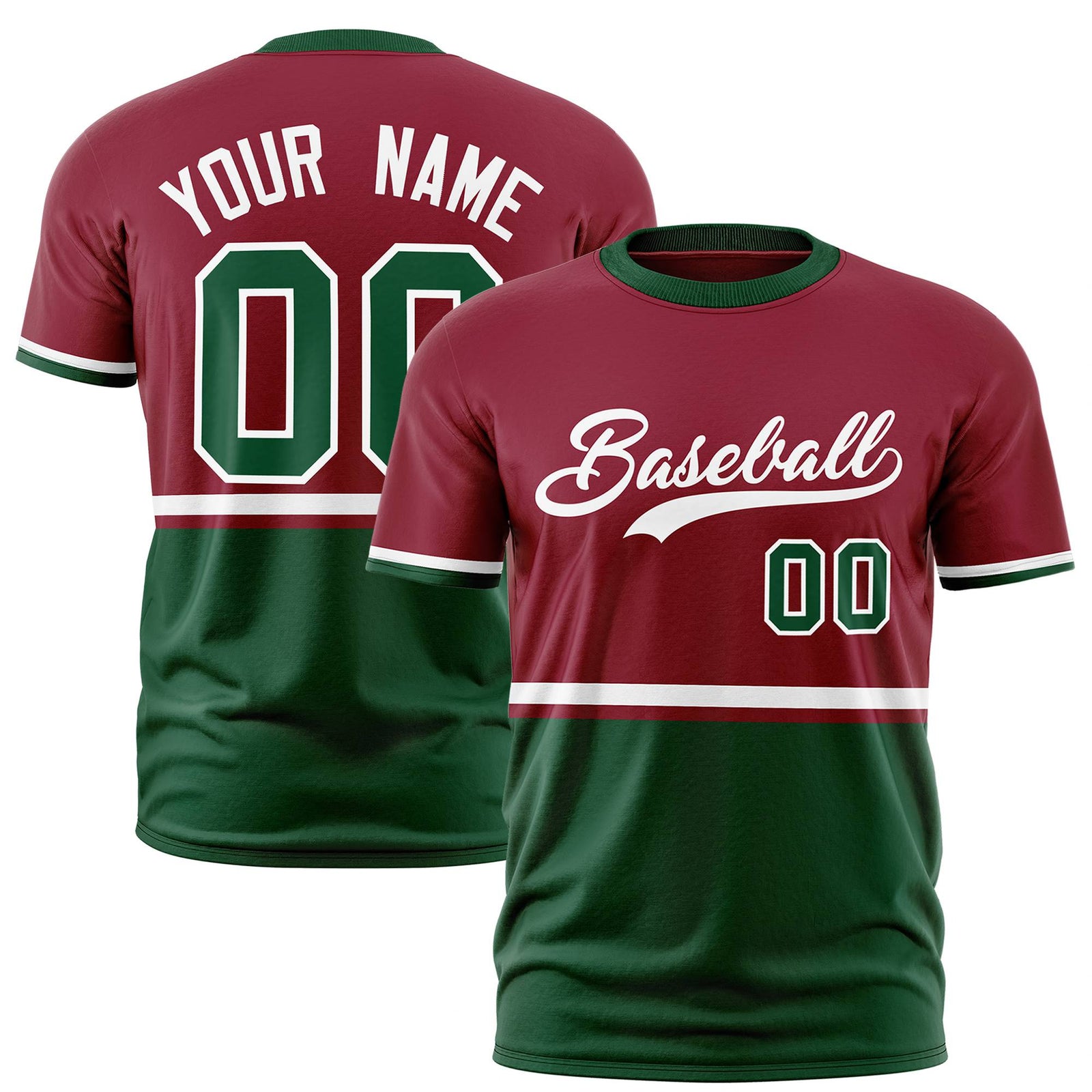 Custom Crimson White-Gold-01 Crew neck Color Block Design Performance T-Shirt