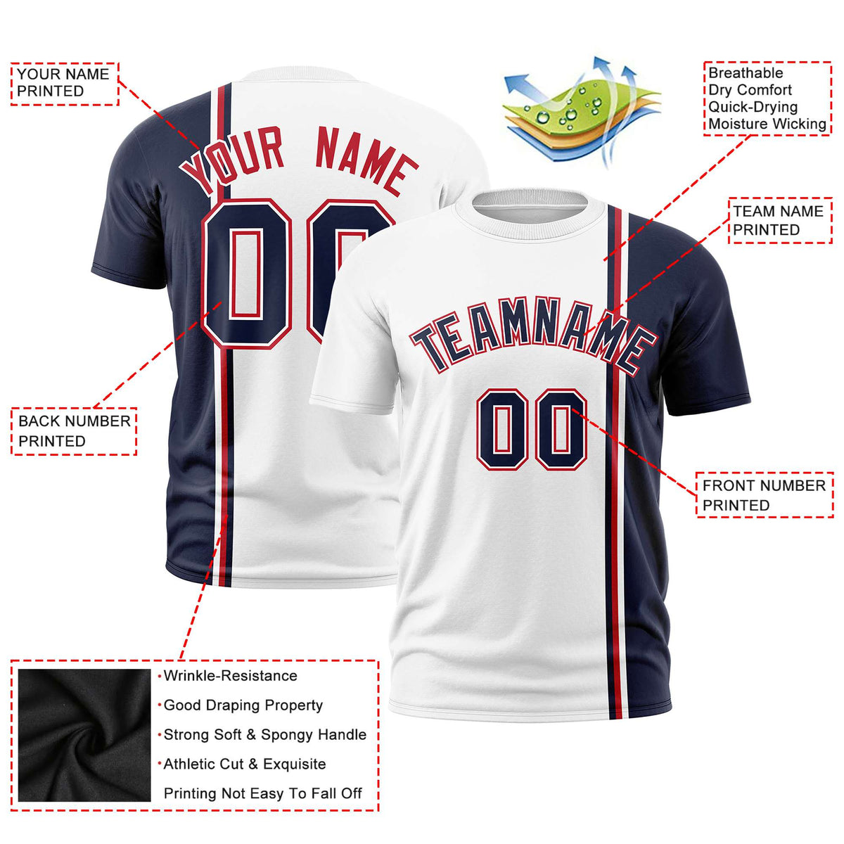 Custom White Gold-Black Crew neck Color Contrast Design T-Shirts