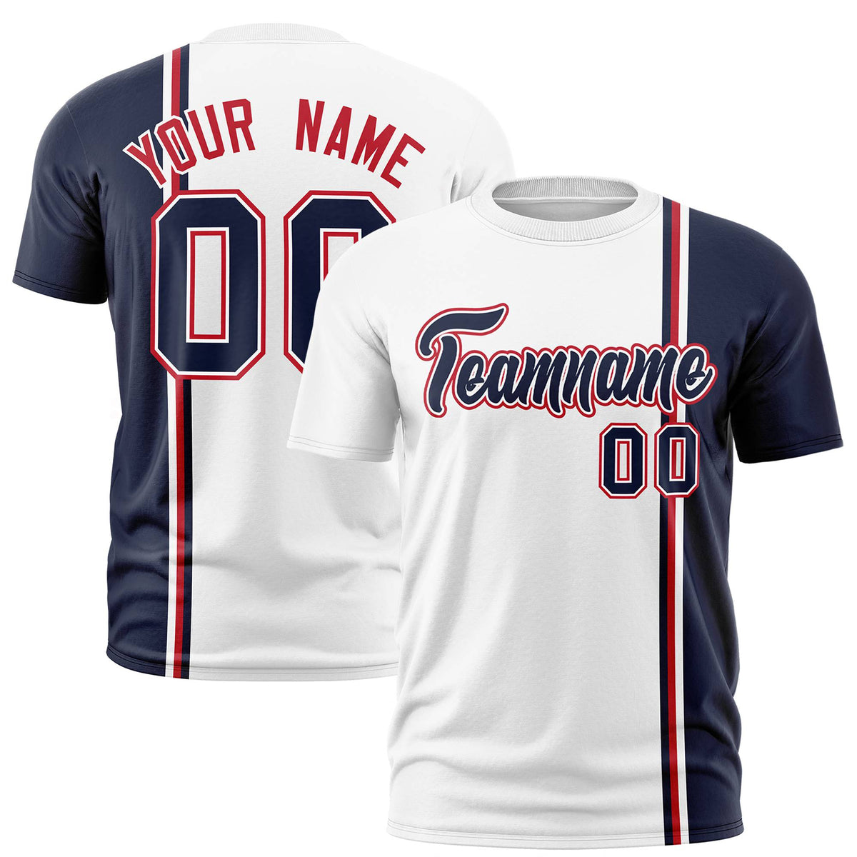 Custom White Gold-Black Crew neck Color Contrast Design T-Shirts