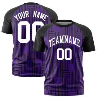 Custom Purple Black Personalized Line Pattern Performance T-Shirt - Style 1