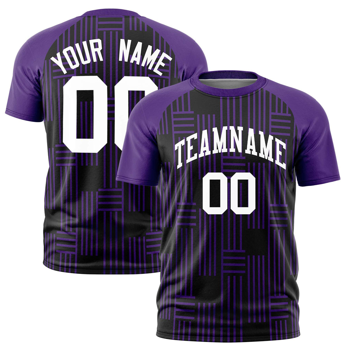 Custom Black Purple Personalized Line Pattern Performance T-Shirt