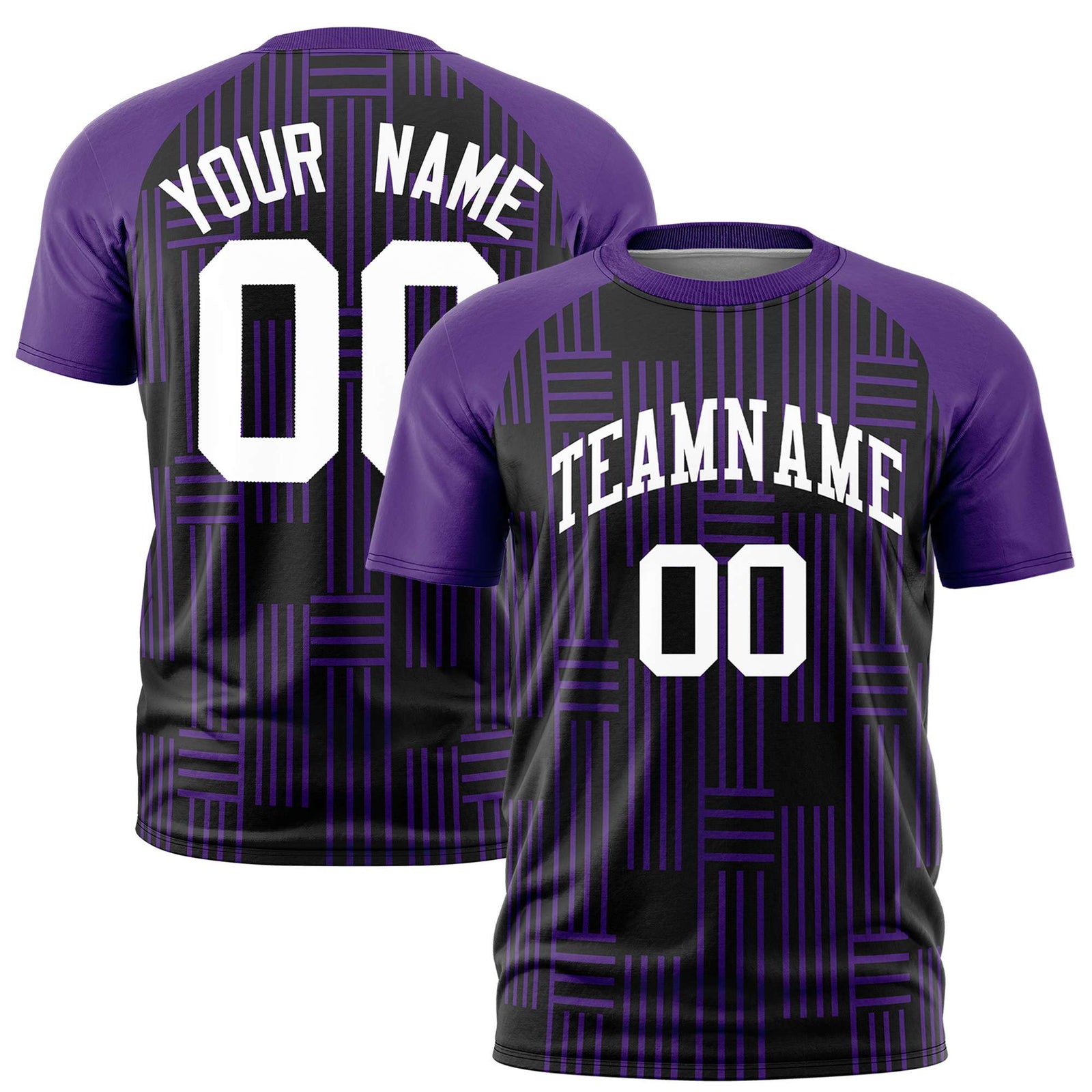 Custom Black Purple Personalized Line Pattern Performance T-Shirt