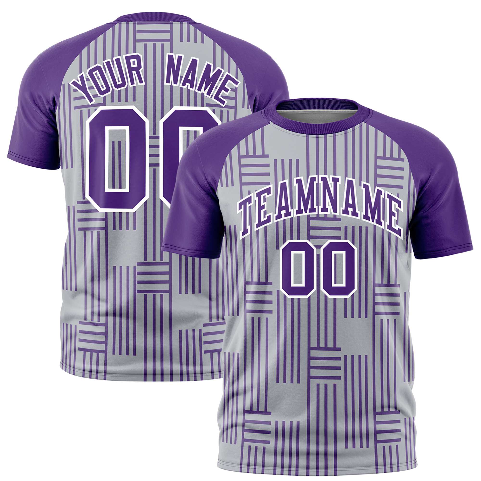 Custom Gray Purple Personalized Line Pattern Performance T-Shirt