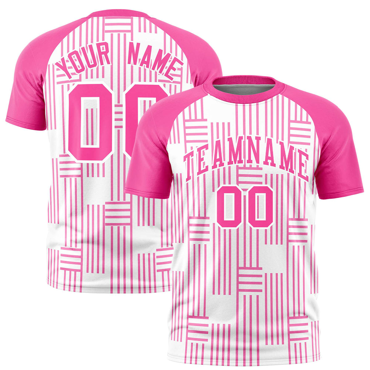 Custom White Pink Personalized Line Pattern Performance T-Shirt