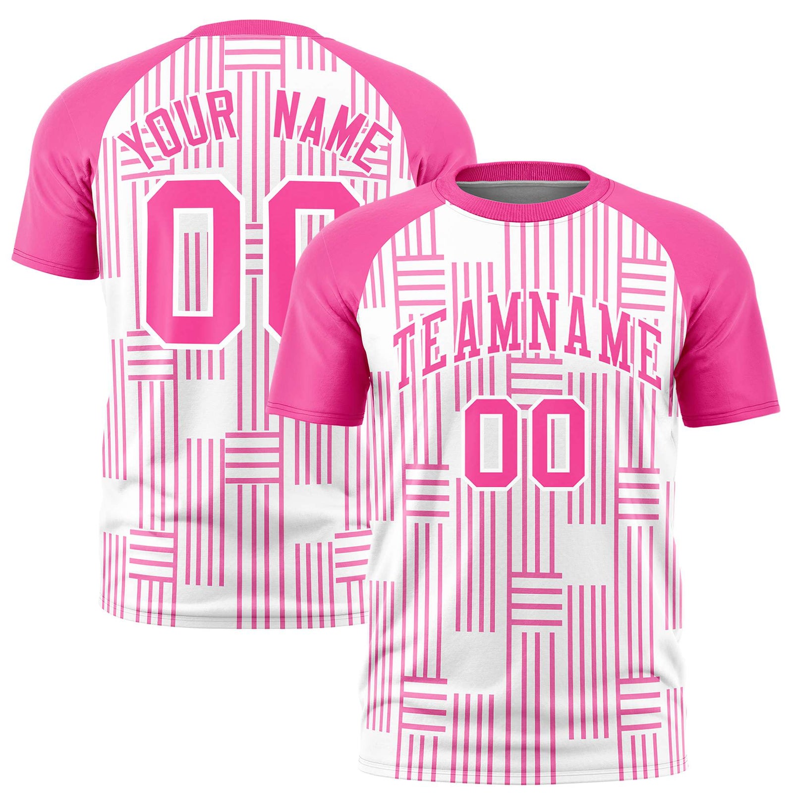 Custom White Pink Personalized Line Pattern Performance T-Shirt