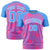 Custom Pink-Powder Blue Personalized Line Pattern Performance T-Shirt