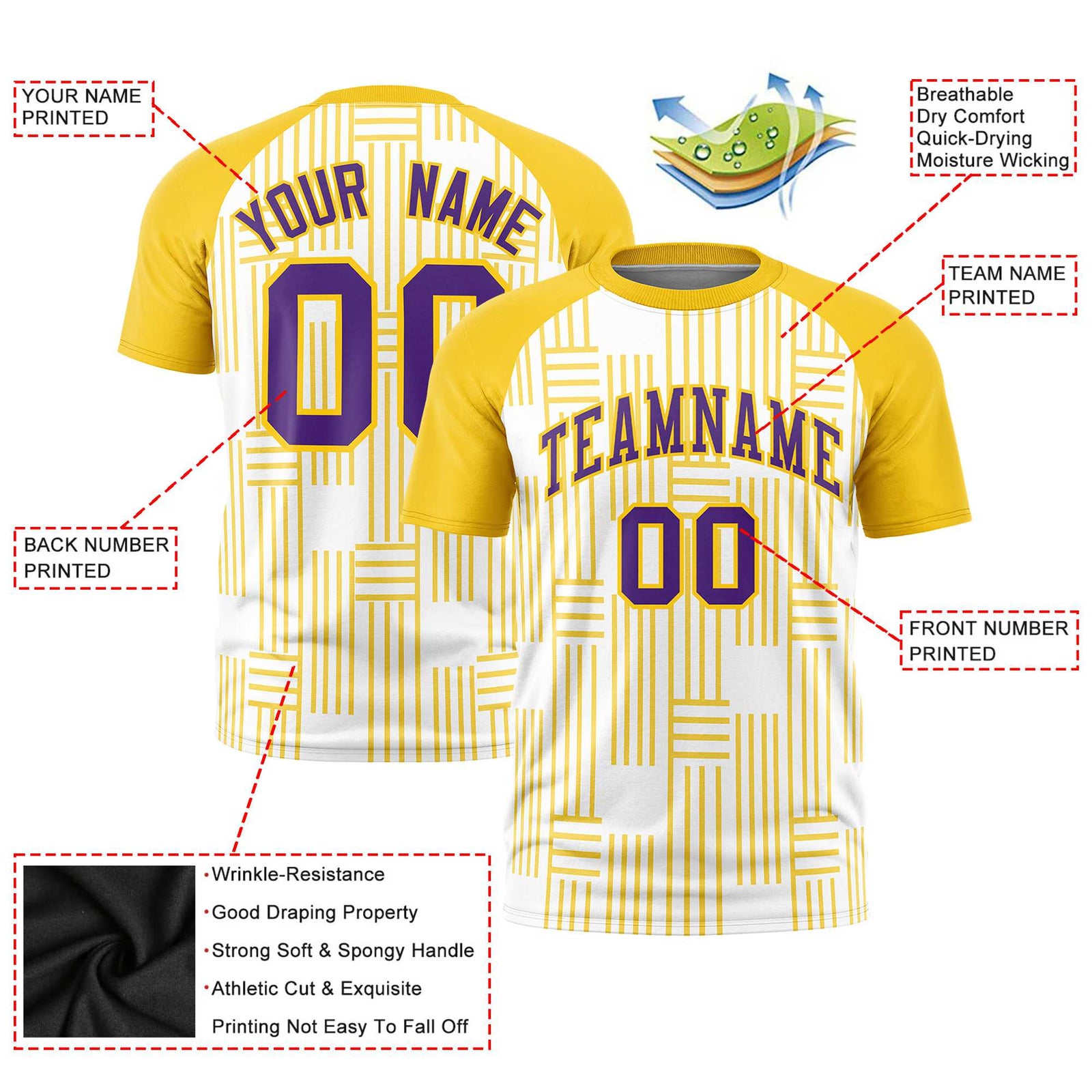 Custom White-Gold 01 Personalized Line Pattern Performance T-Shirt