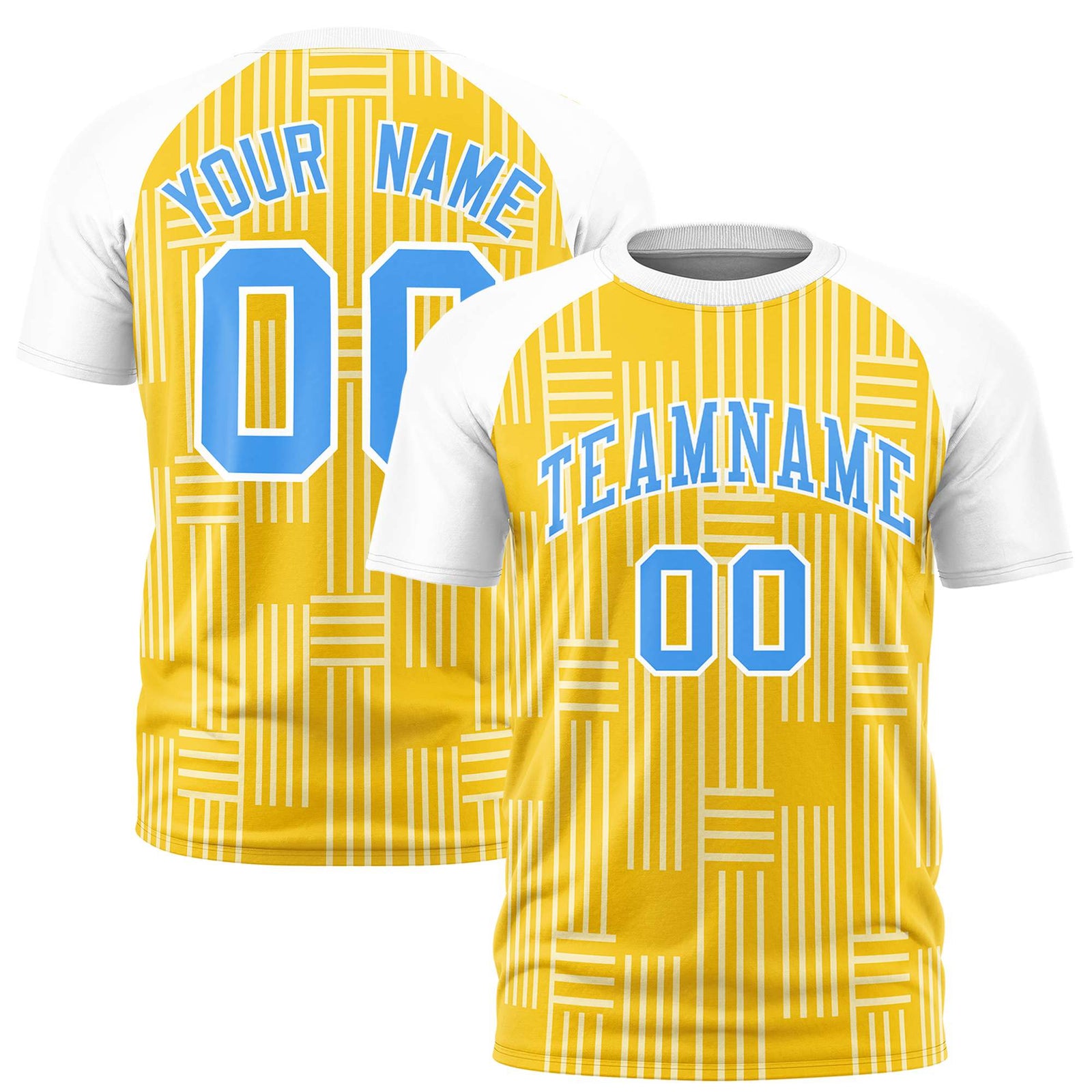 Custom Gold 01-White Personalized Line Pattern Performance T-Shirt