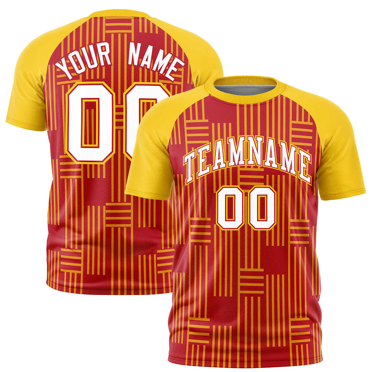 Custom Red-Gold 01 Personalized Line Pattern Performance T-Shirt