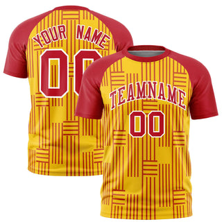 Custom Gold 01-Red Personalized Line Pattern Performance T-Shirt - Style 1