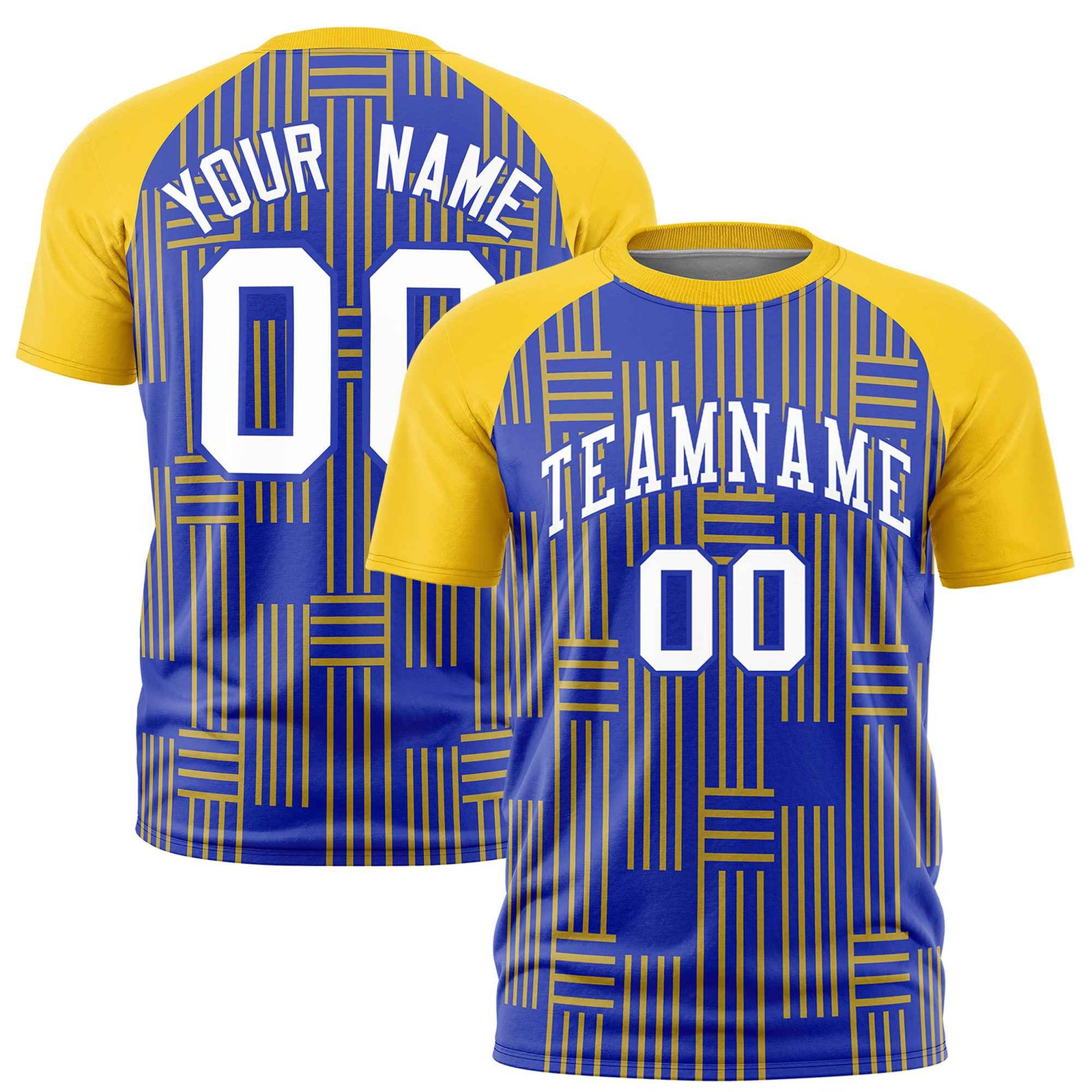 Custom Royal Blue-Gold 01 Personalized Line Pattern Performance T-Shirt