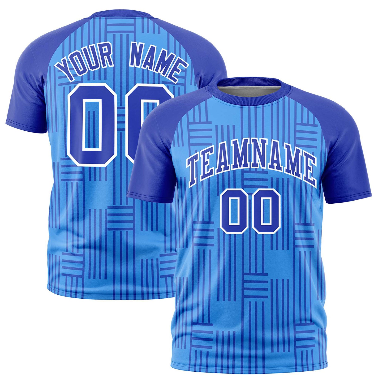 Custom Powder Blue-Royal Blue Personalized Line Pattern Performance T-Shirt