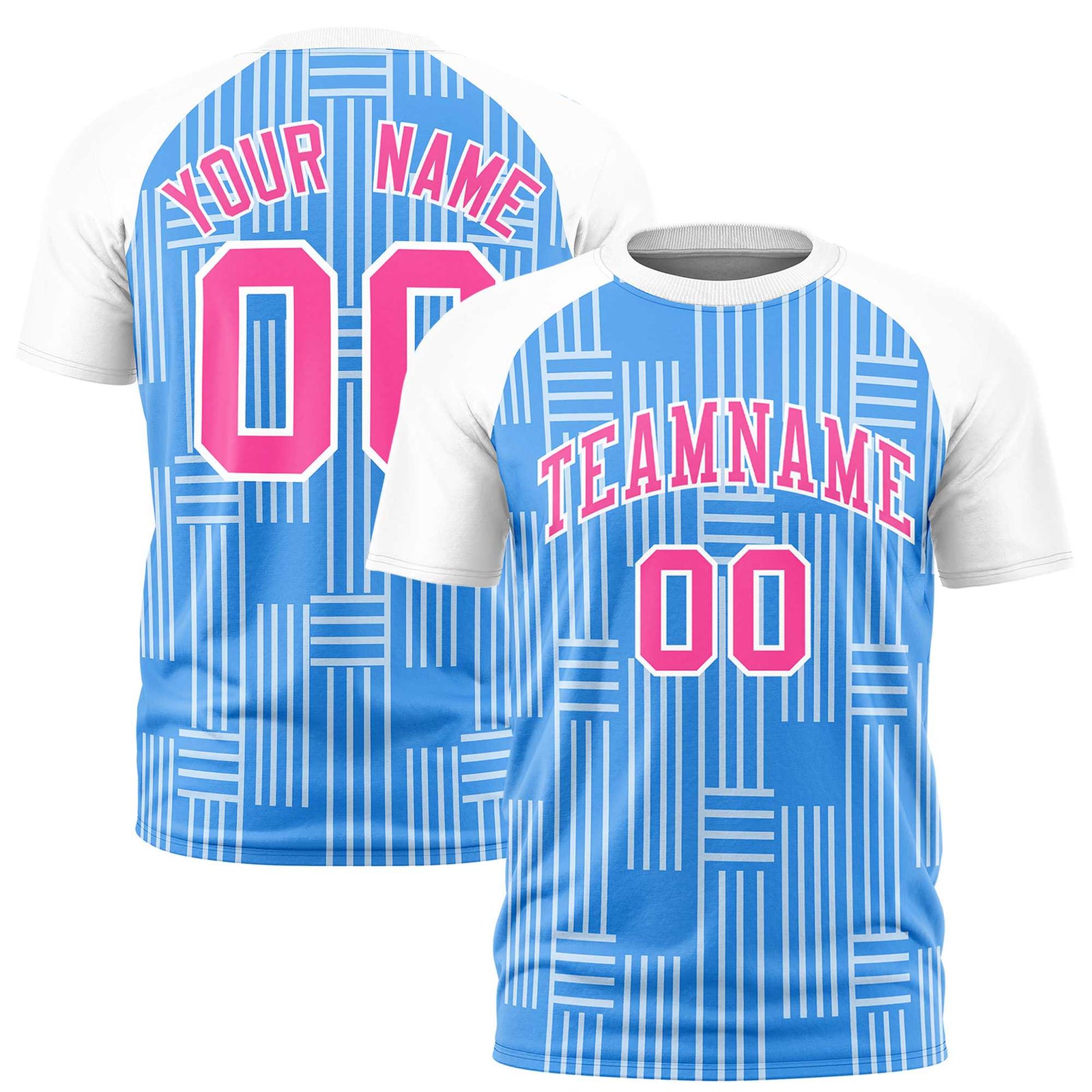 Custom Powder Blue-White Personalized Line Pattern Performance T-Shirt
