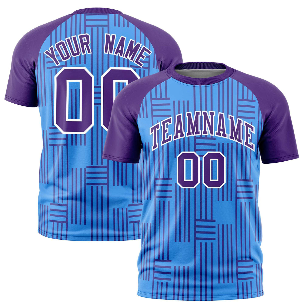 Custom Powder Blue-Purple Personalized Line Pattern Performance T-Shirt
