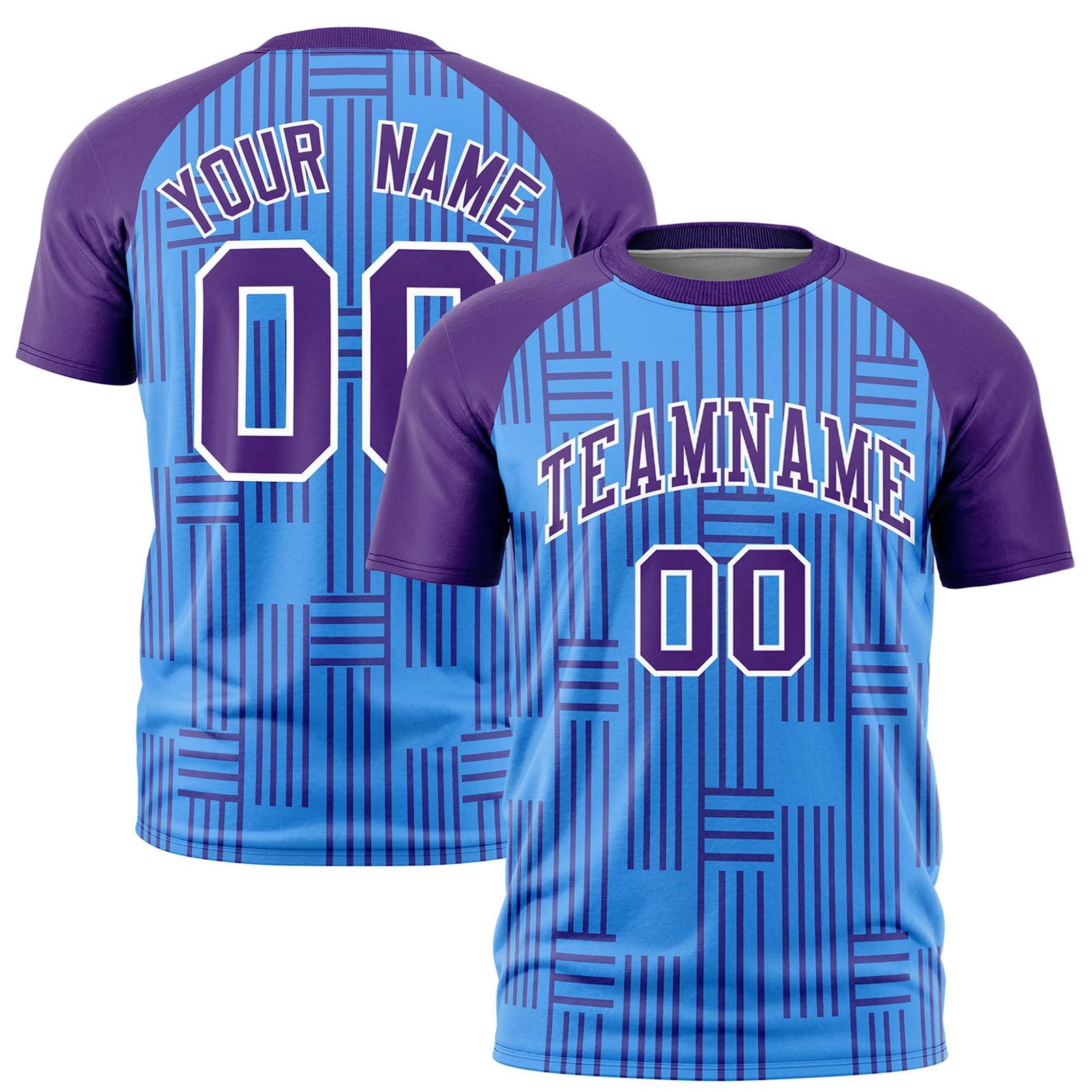 Custom Powder Blue-Purple Personalized Line Pattern Performance T-Shirt