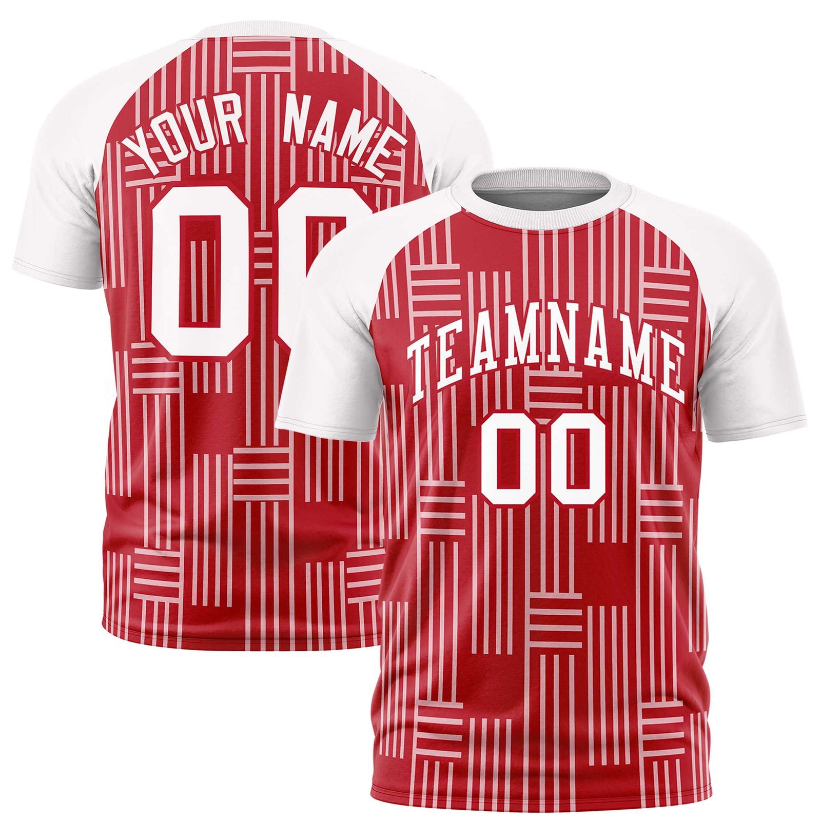 Custom Red White Personalized Line Pattern Performance T-Shirt