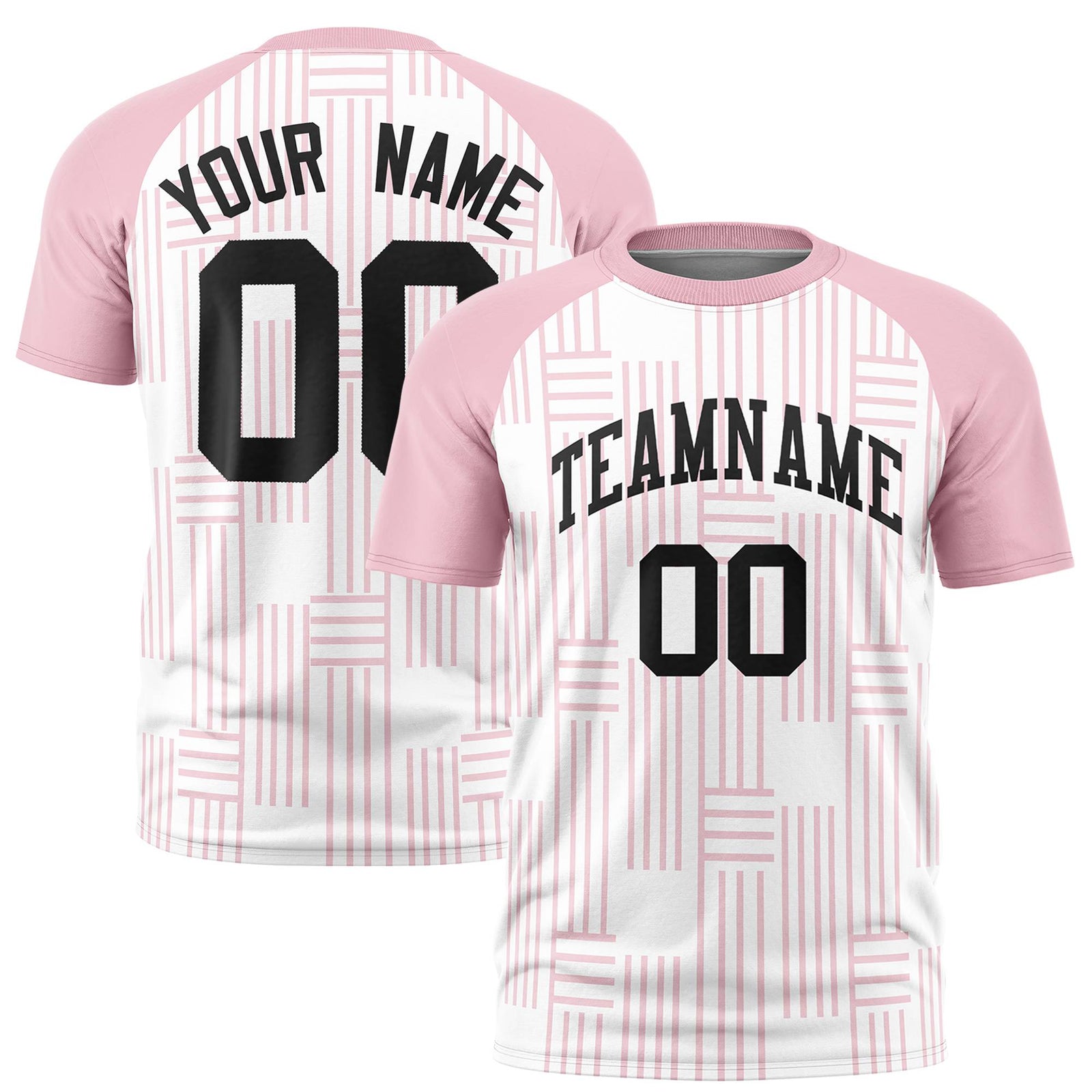 Custom White-Light Pink Personalized Line Pattern Performance T-Shirt