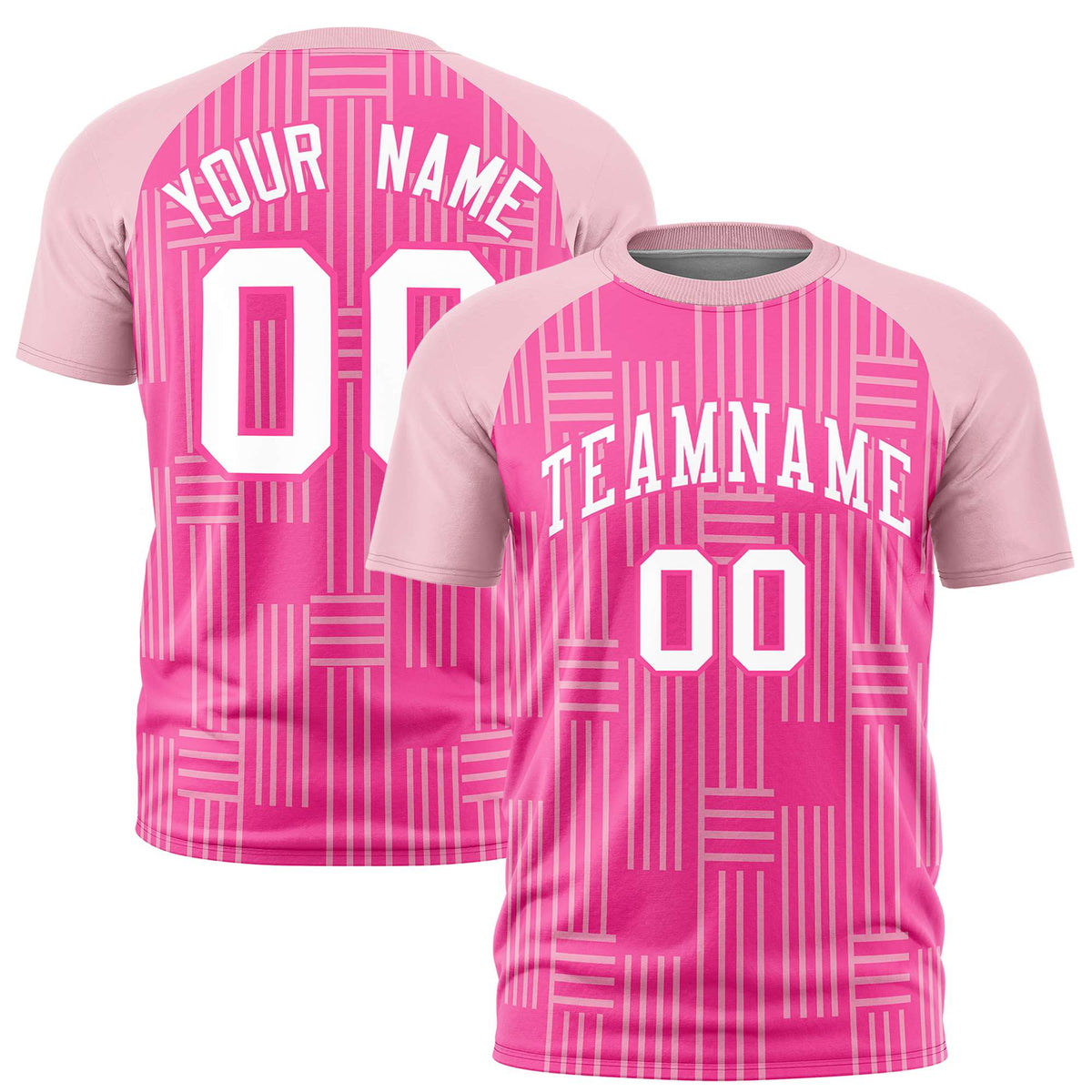 Custom Pink-Light Pink Personalized Line Pattern Performance T-Shirt