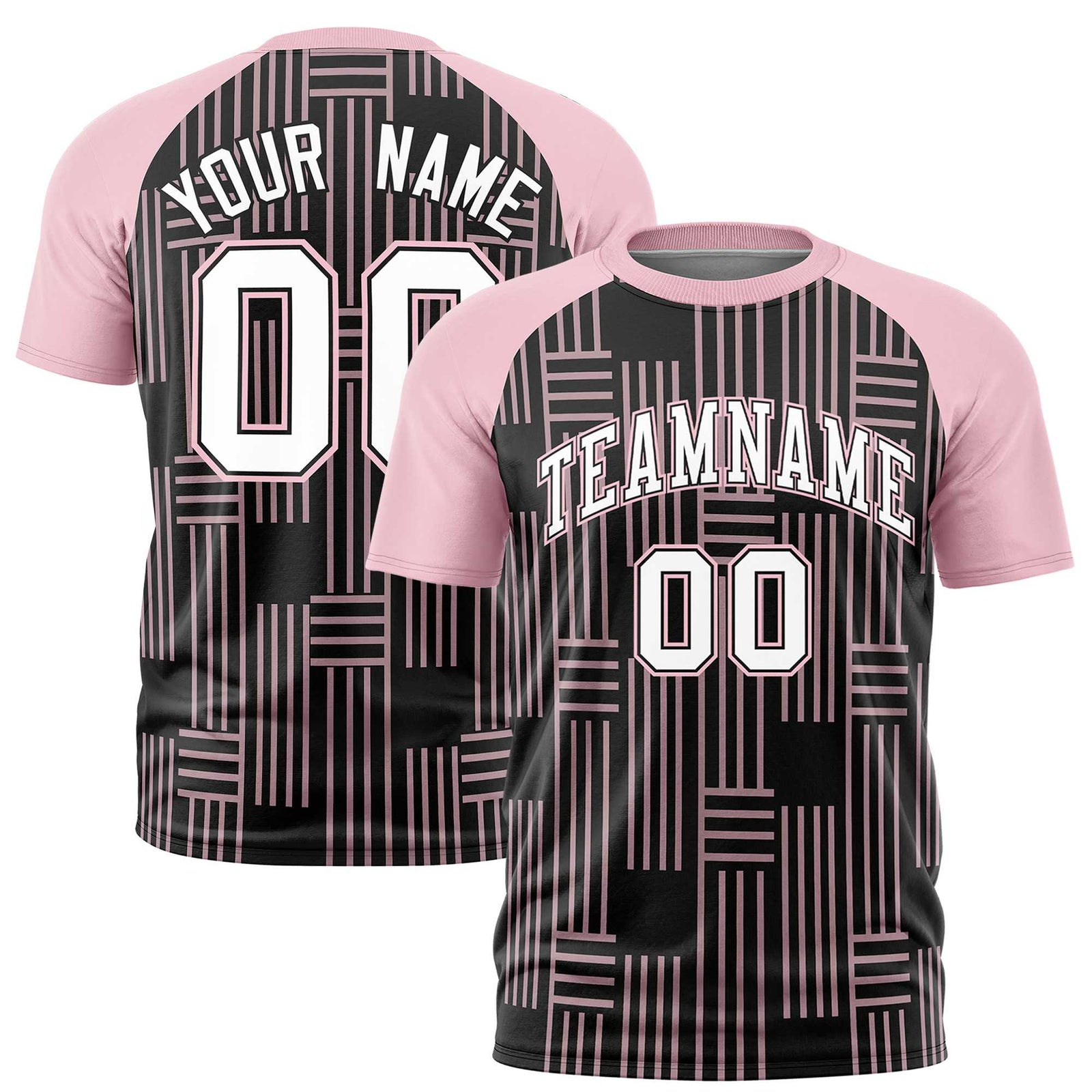 Custom Black-Light Pink Personalized Line Pattern Performance T-Shirt