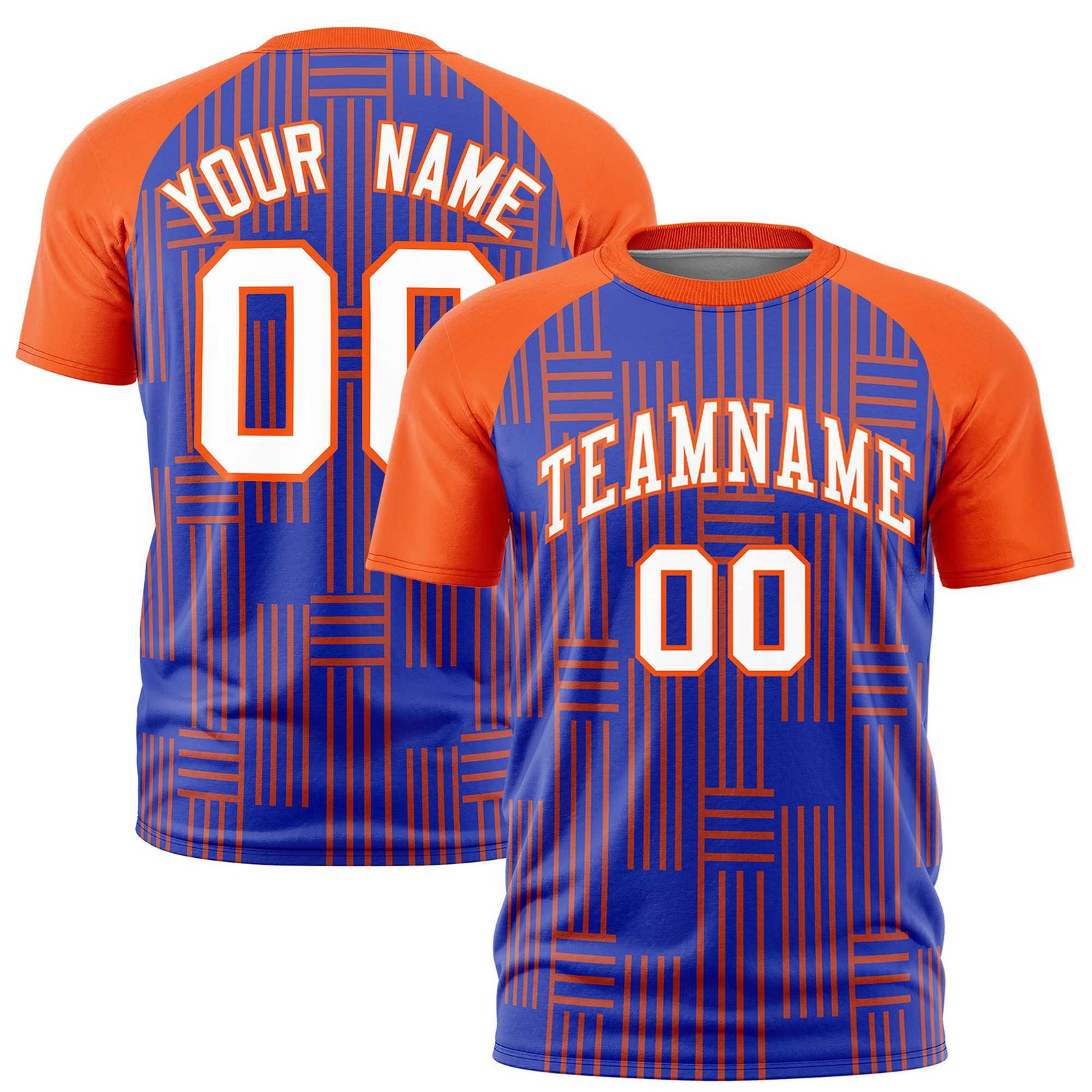 Custom Royal Blue-Orange Personalized Line Pattern Performance T-Shirt