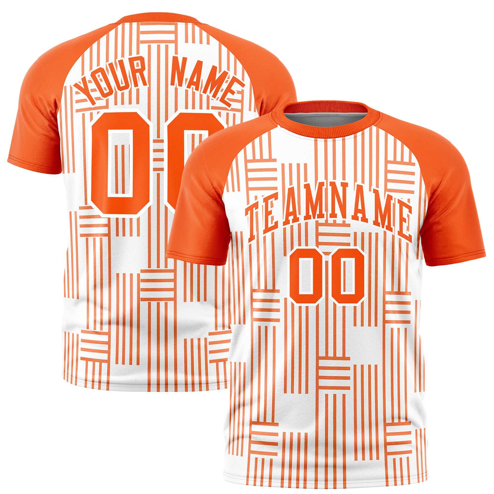 Custom White Orange Personalized Line Pattern Performance T-Shirt
