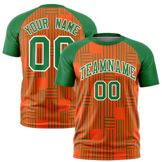 Camiseta deportiva personalizada con estampado de líneas naranja y verde Kelly - Estilo 1