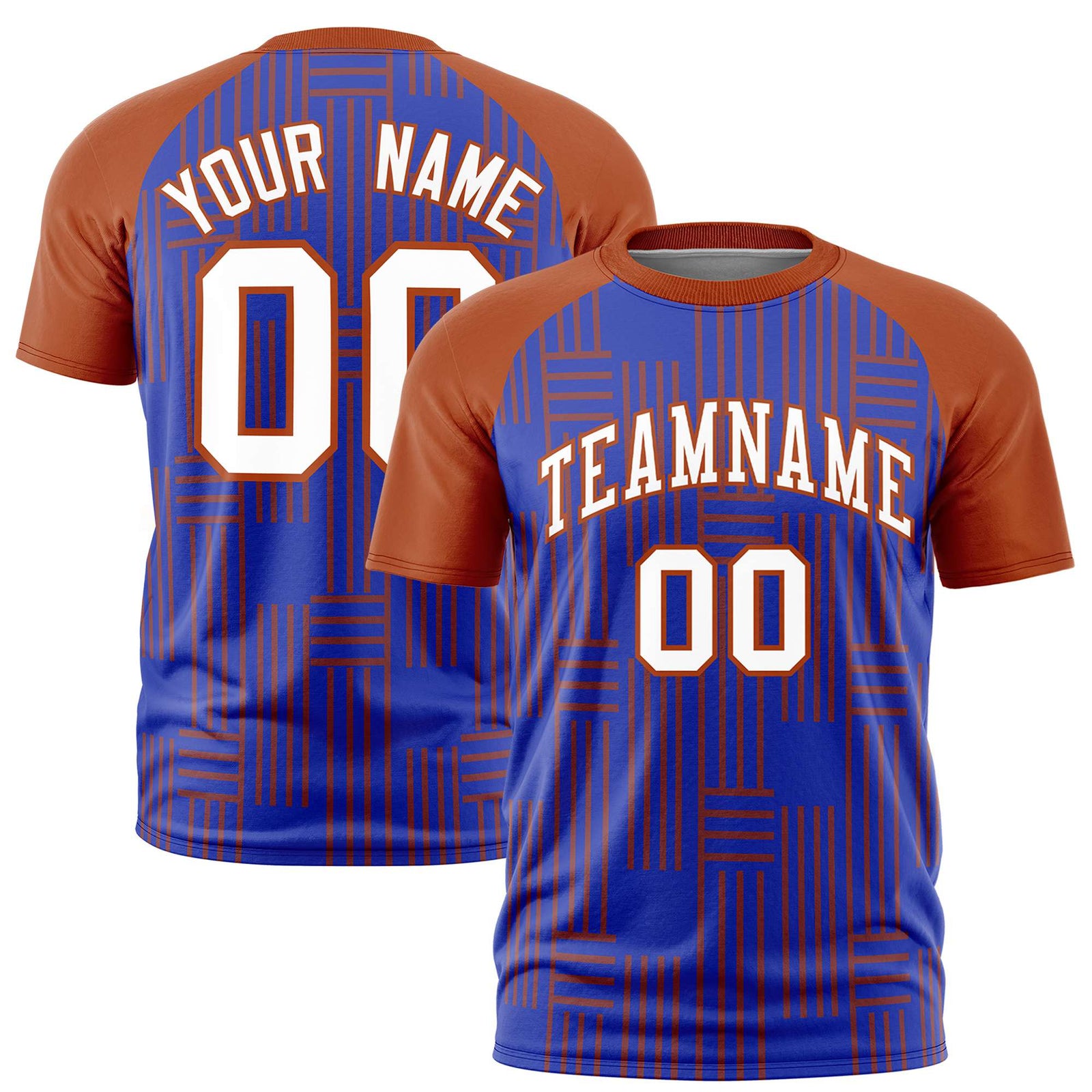 Custom Royal Blue-Texas Orange Personalized Line Pattern Performance T-Shirt